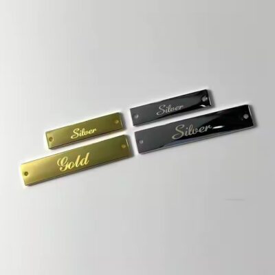 Custom rectangle metal label for clothing brand