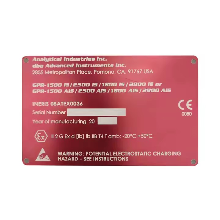 Durable aluminum equipment card tag for industrial use