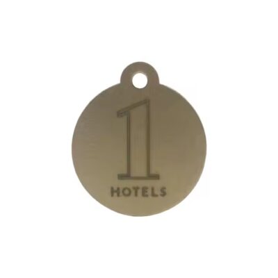 Solid brass and copper tags close-up

