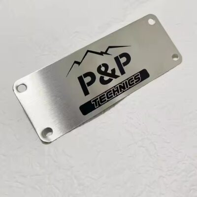 Custom brushed stainless steel engraved tags