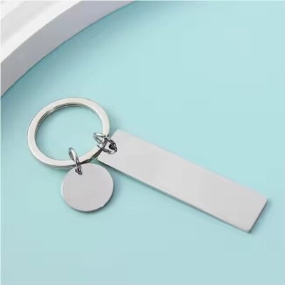 Blank stainless steel keychain tags in rectangular and square shape