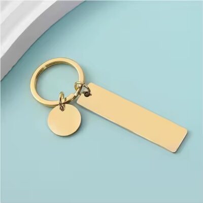 Blank stainless steel keychain tags in rectangular and square shape