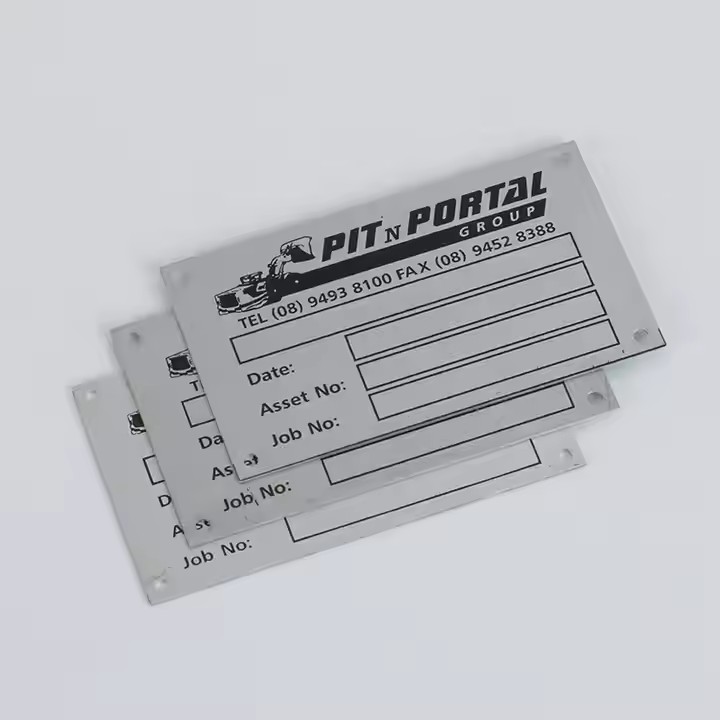 Custom stainless steel metal asset tag for industrial equipment