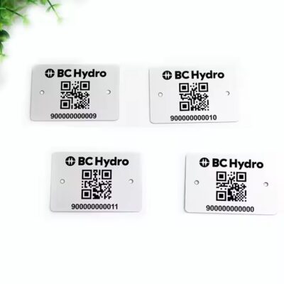 Custom Laser Engraved Metal Barcode Label with Mounting Holes