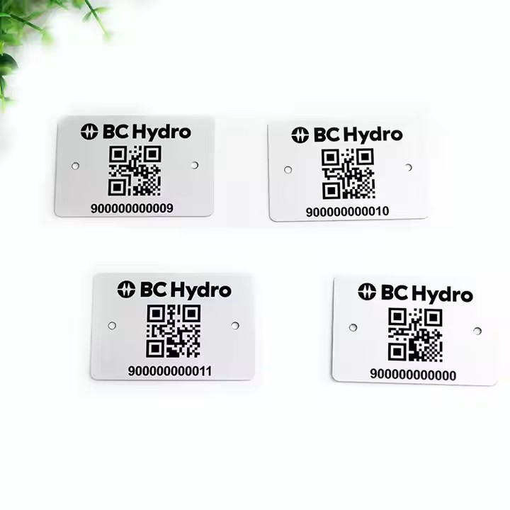 Custom Laser Engraved Metal Barcode Label with Mounting Holes