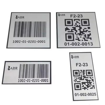 Custom Laser Engraved Metal Barcode Label with Mounting Holes