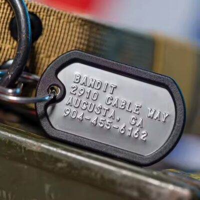 Custom 3D stainless steel dog tag with deep stamped design