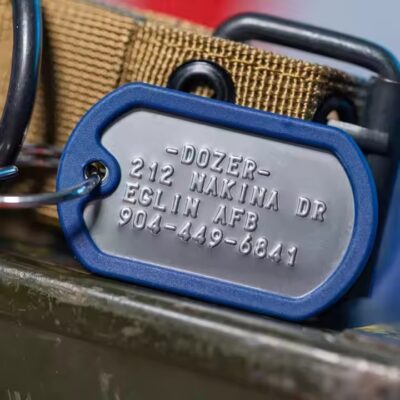 Custom 3D stainless steel dog tag with deep stamped design