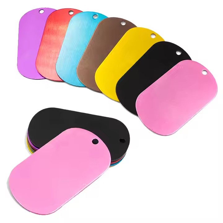 Custom Blank Anodized Aluminum Dog Tags for Engraving