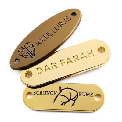 Custom engraved brass metal tags with logo for branding and identification