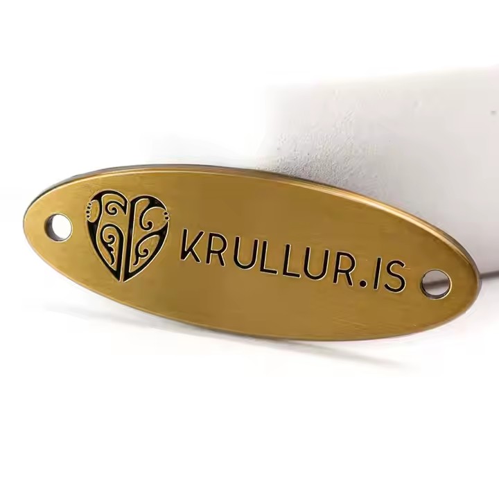 Custom engraved brass metal tags with logo for branding and identification