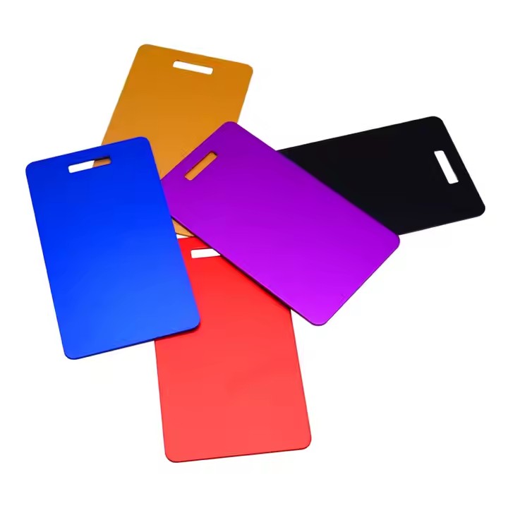 Custom Cut Anodized Aluminum Luggage ID Tags with Engraving