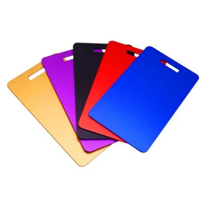 Custom Cut Anodized Aluminum Luggage ID Tags with Engraving