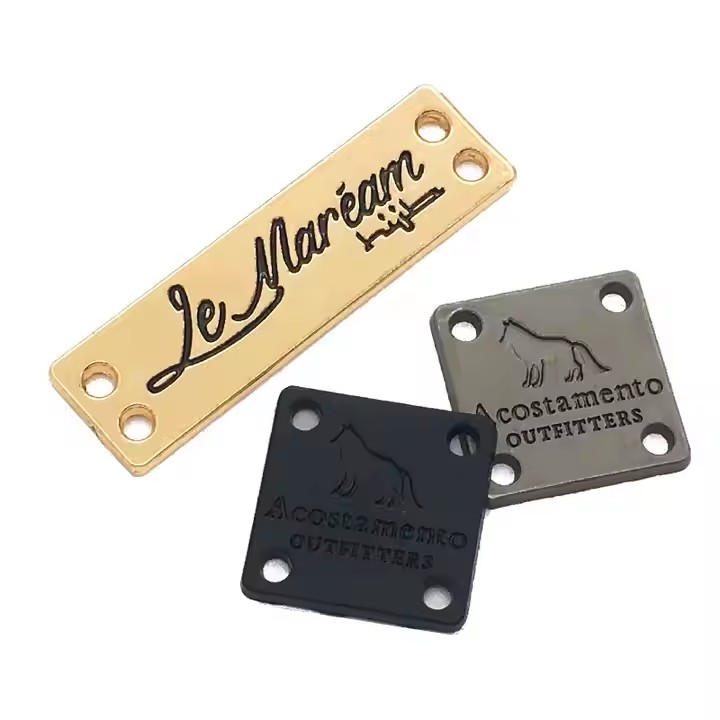 Custom Embossed Metal Tag for Fashion Branding with Unique Shape