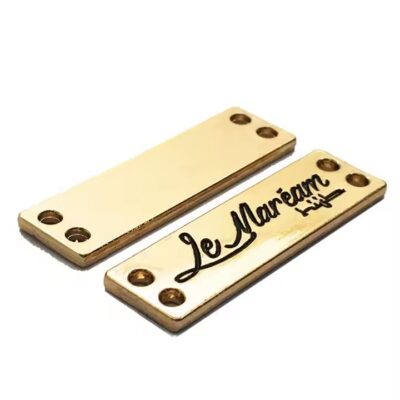 Custom Embossed Metal Tag for Fashion Branding with Unique Shape