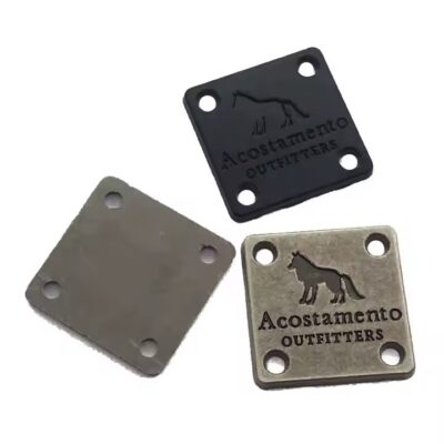 Custom Embossed Metal Tag for Fashion Branding with Unique Shape