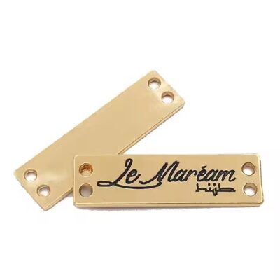 Custom Embossed Metal Tag for Fashion Branding with Unique Shape