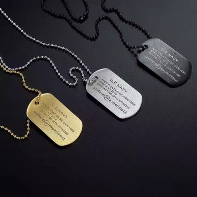 Custom Embossed Metal Tags for Men with Hole or Chain