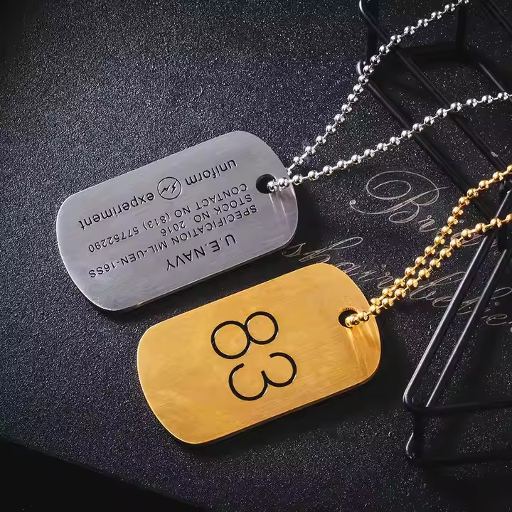 Custom Embossed Metal Tags for Men with Hole or Chain