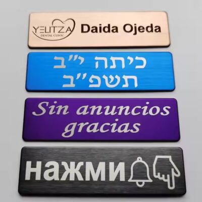 Custom engraved metal name tag for business ID identification