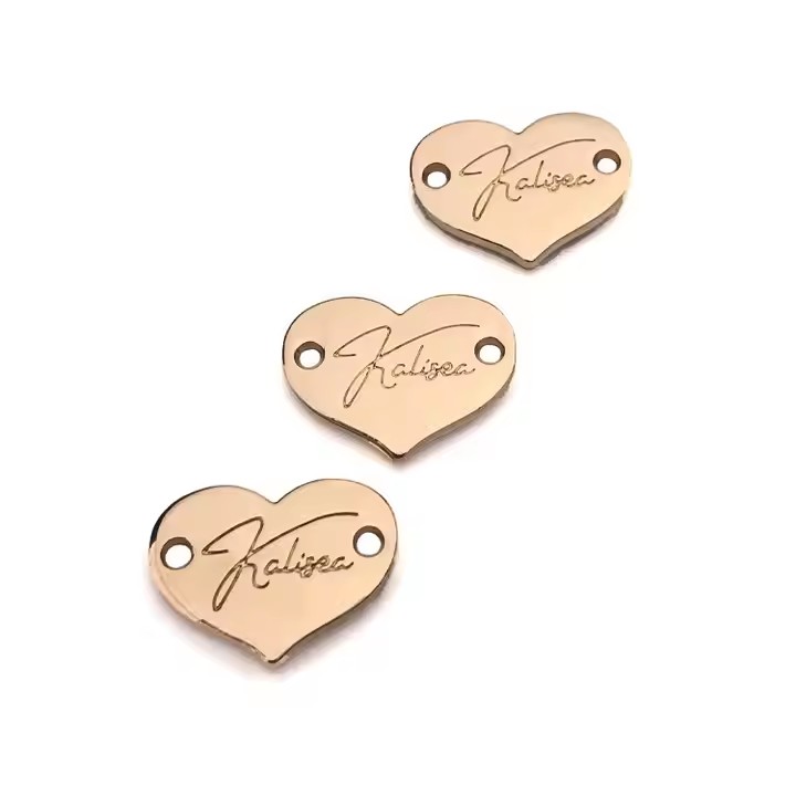 Custom Heart Metal Logo Tags for Swimwear Bikini Branding
