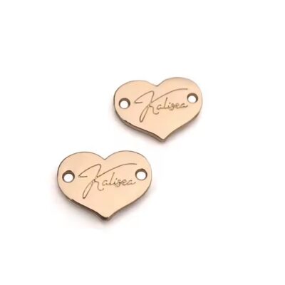 Custom Heart Metal Logo Tags for Swimwear Bikini Branding