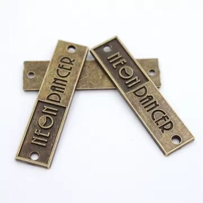 Custom Shaped Metal Tags for Headwrap Private Label Branding