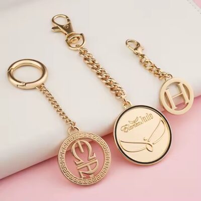Custom metal bag tag in unique shape with logo