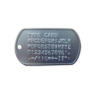 Custom stamped metal tag with personalized design