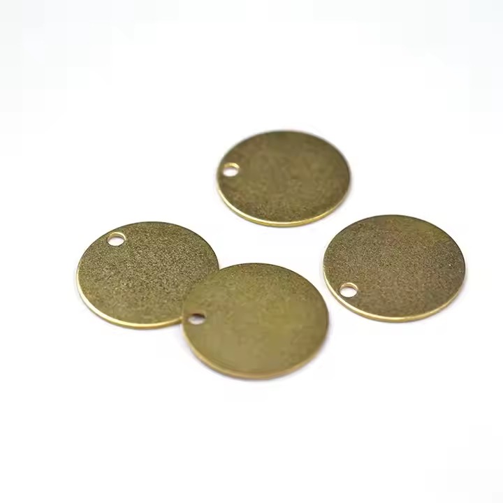 Custom Round Metal Tags with Stamped Logo and Text