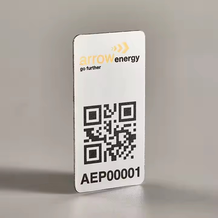 Custom self-adhesive metal barcode and QR code labels for equipment