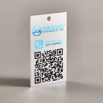 Custom self-adhesive metal barcode and QR code labels for equipment