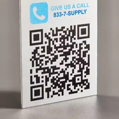 Custom self-adhesive metal barcode and QR code labels for equipment