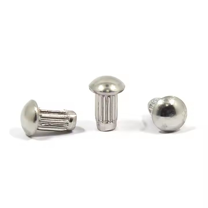 304 stainless steel knurled dome head screw-in and rivet tags