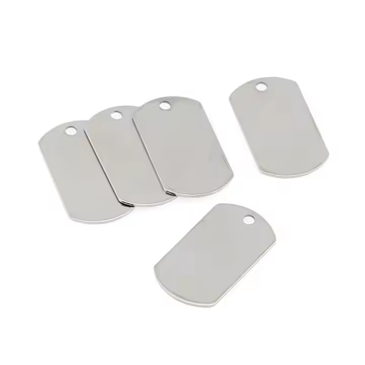 Minimalist solid stainless steel tags with smooth finish