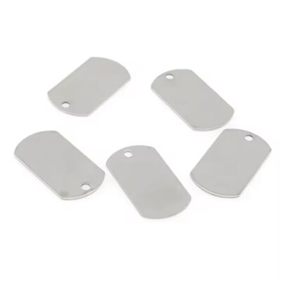 Minimalist solid stainless steel tags with smooth finish