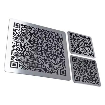 Custom Decorative Square Metal QR Code Label for Digital Printing