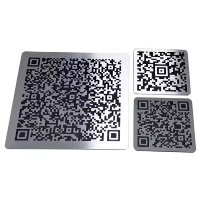Custom Decorative Square Metal QR Code Label for Digital Printing