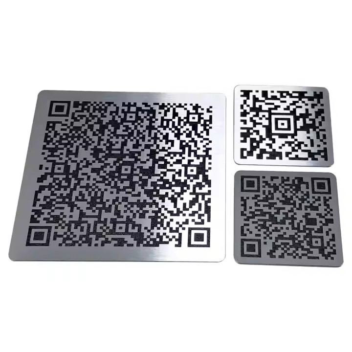 Custom Decorative Square Metal QR Code Label for Digital Printing