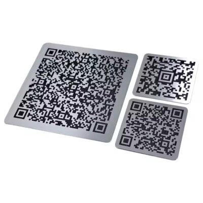 Custom Decorative Square Metal QR Code Label for Digital Printing