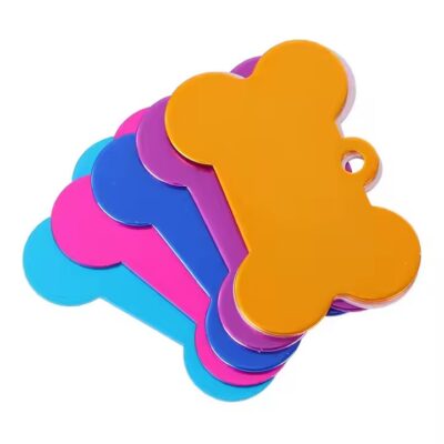 Blank Bone-Shaped Anodized Aluminum Dog Tags in Bulk for Laser Engraving