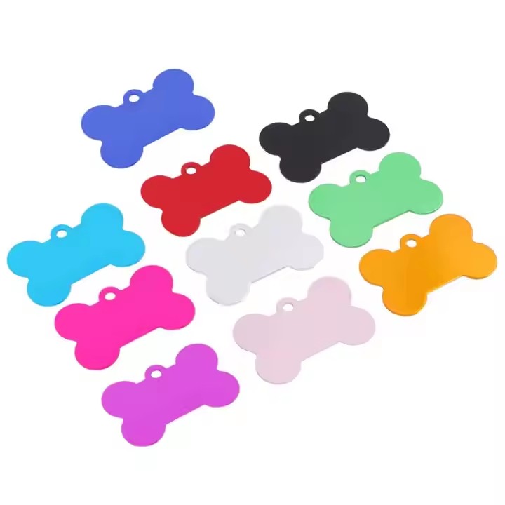 Blank Bone-Shaped Anodized Aluminum Dog Tags in Bulk for Laser Engraving