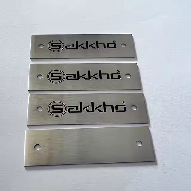 Precision etched custom metal label tag for crafts and branding