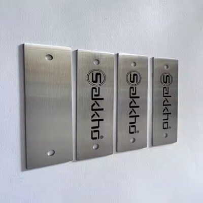 Precision etched custom metal label tag for crafts and branding